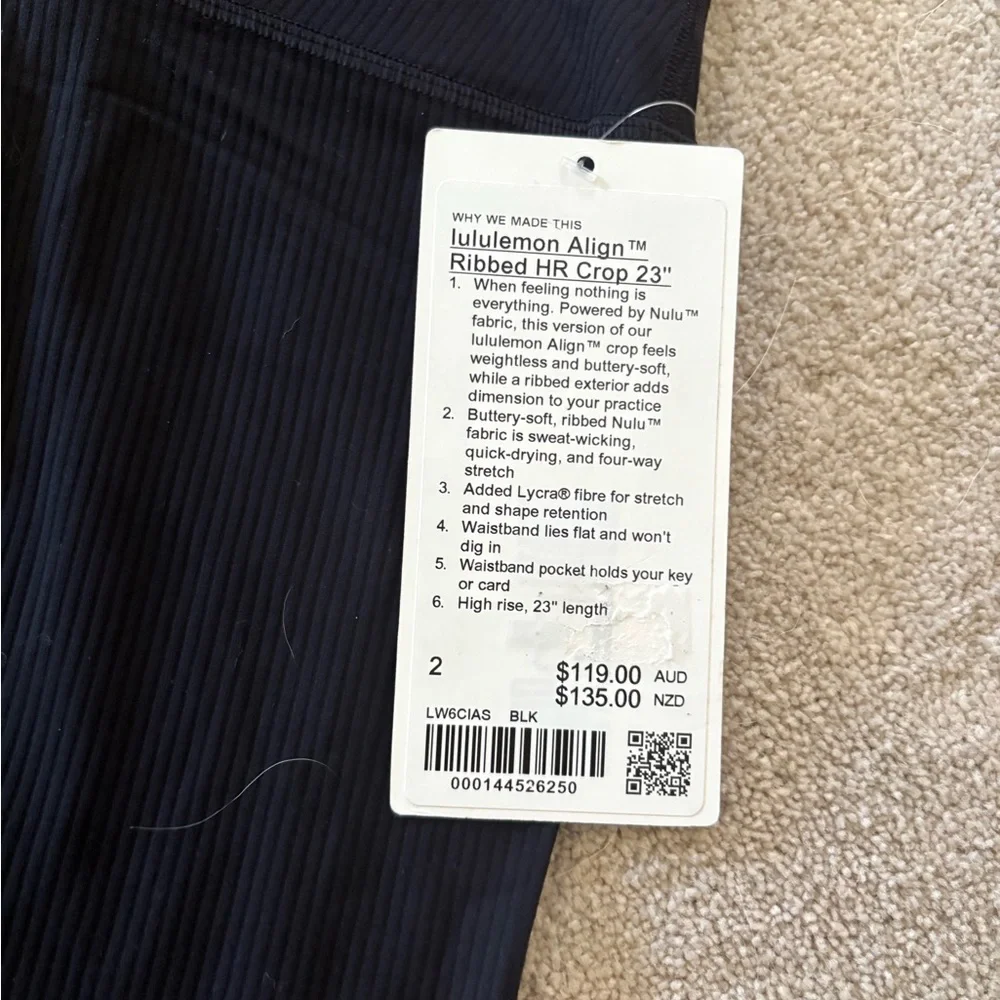 Lululemon Align HR 23” ribbed black size 2 NWT - Picture 2 of 5